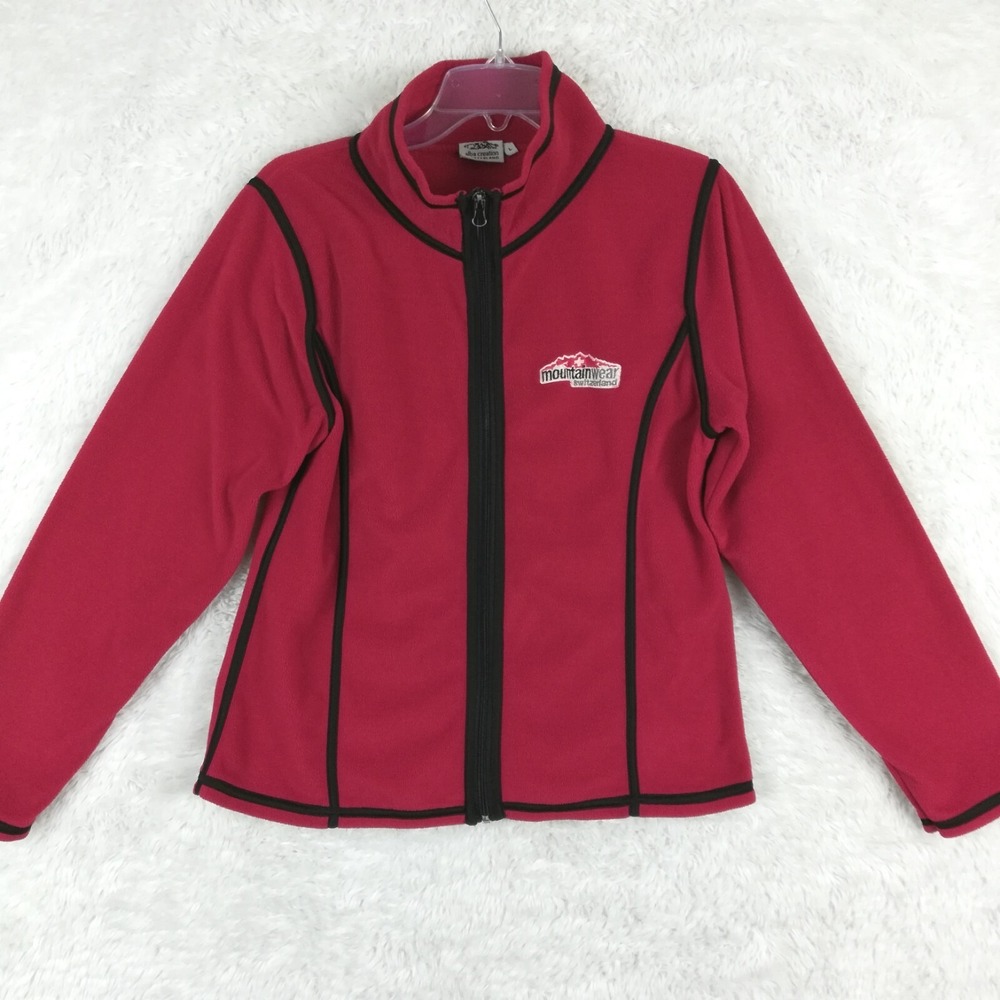 Vintage Alba Creation Switzerland Jacket Womens Fleece Mountainwear Red Zip L